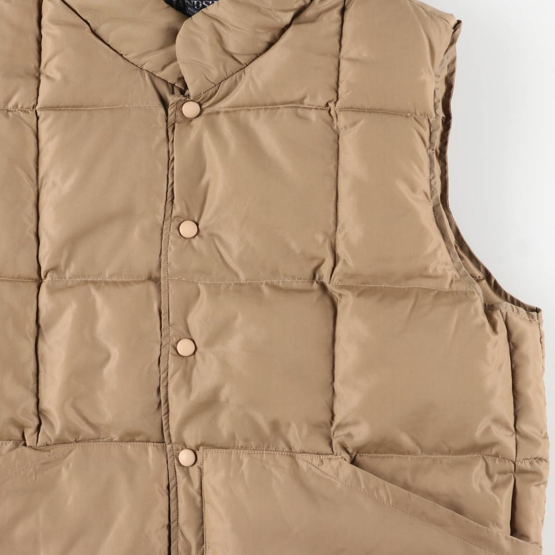 Vintage 80s-90'S Lands' End goose down vest, men's size L Nylon Beige type Vintage Second Hand