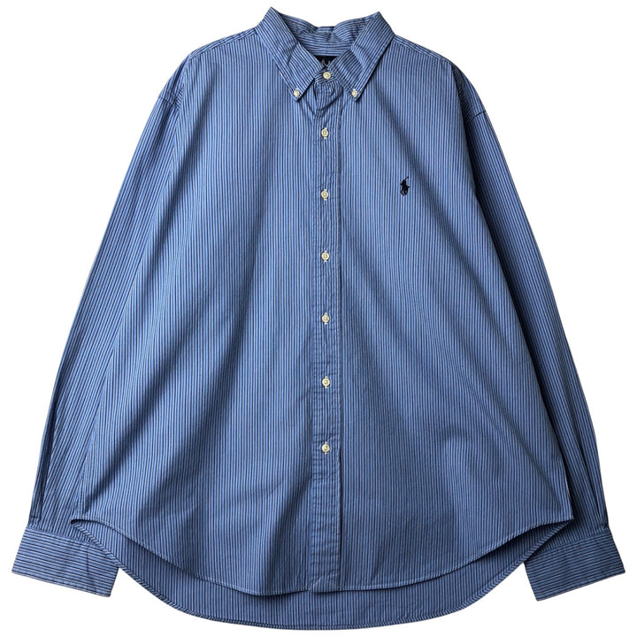 Ralph Lauren Classic Fit Long Sleeve Button Down Striped Shirt Men's XL cotton Blue type light blue Vintage Second Hand