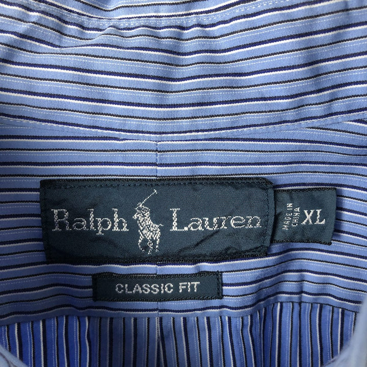 Ralph Lauren Classic Fit Long Sleeve Button Down Striped Shirt Men's XL cotton Blue type light blue Vintage Second Hand