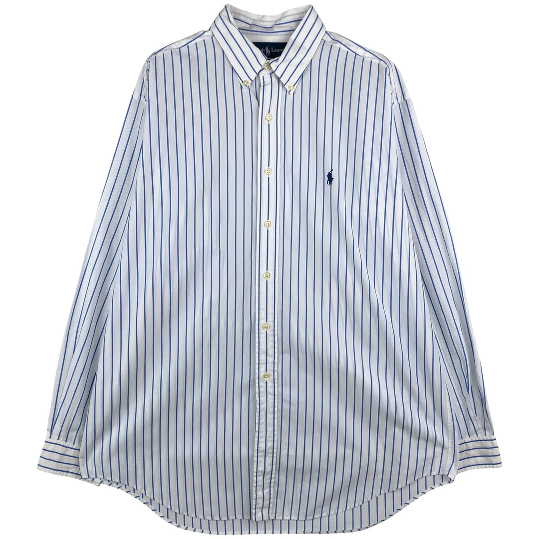 Ralph Lauren YARMOUTH Long Sleeve Button-Down Striped Shirt, Men's XL cotton white type Vintage Second Hand