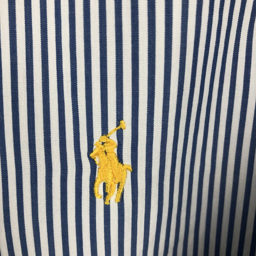 Ralph Lauren CUSTOM FIT long sleeve button down striped shirt men's size L cotton blue type Vintage Second Hand