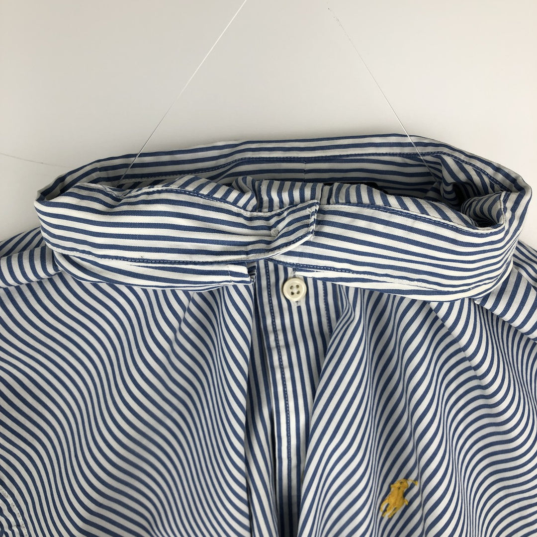 Ralph Lauren CUSTOM FIT long sleeve button down striped shirt men's size L cotton blue type Vintage Second Hand