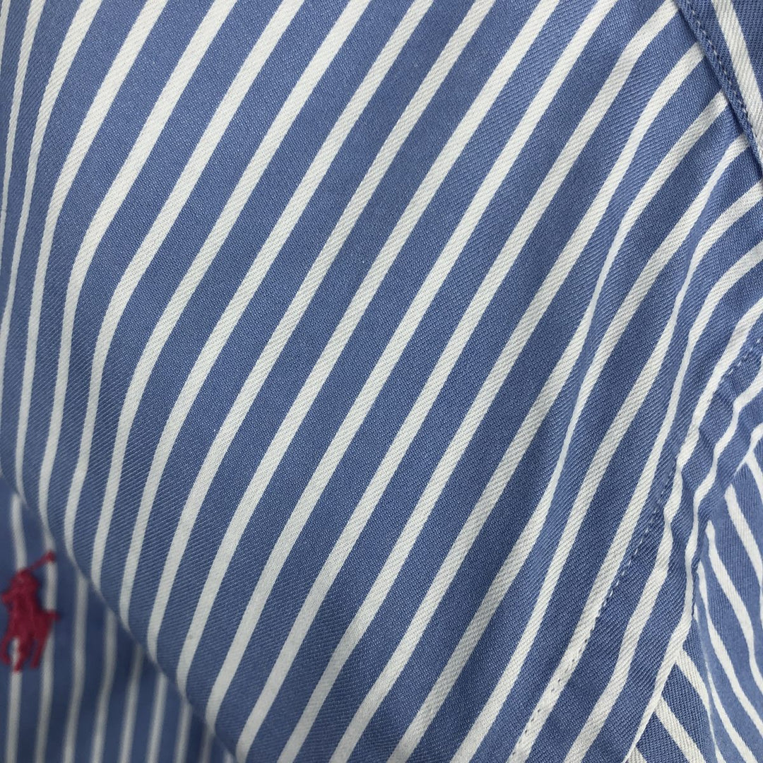 Ralph Lauren CUSTOM FIT long sleeve button down striped shirt men's size L cotton blue type Vintage Second Hand
