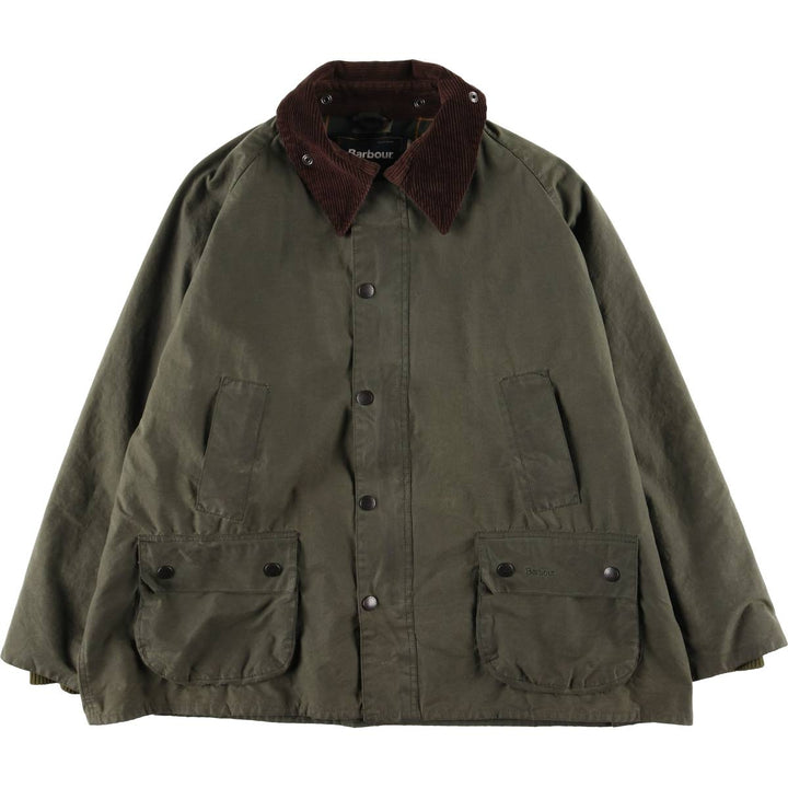 2000'S Barbour Bedale 3-Warrant Waxed Cotton Oiled Jacket, Made in England, Men's XXL equivalent. Waxed cotton Khaki type Vintage Second Hand