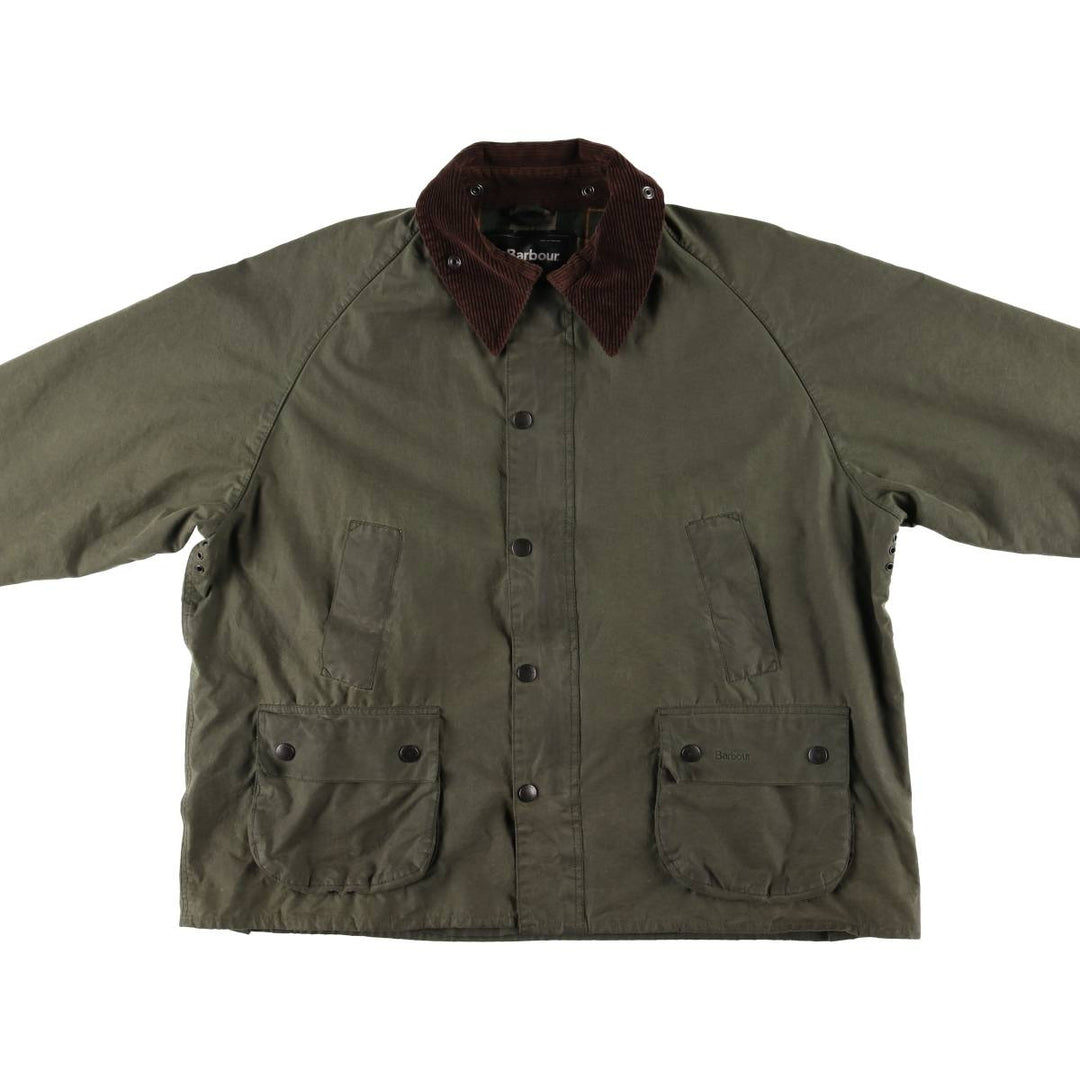 2000'S Barbour Bedale 3-Warrant Waxed Cotton Oiled Jacket, Made in England, Men's XXL equivalent. Waxed cotton Khaki type Vintage Second Hand