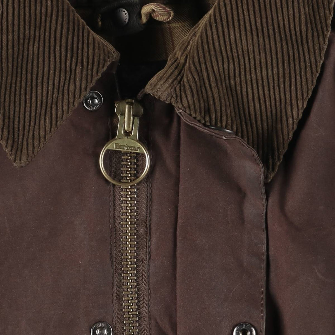 2000'S Barbour Bedale 3-Warrant Hooded Waxed Cotton Oiled Jacket, Made in England, Men's Size L (approx.) Waxed cotton brown type Vintage Second Hand