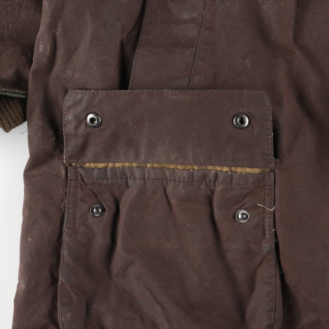 2000'S Barbour Bedale 3-Warrant Hooded Waxed Cotton Oiled Jacket, Made in England, Men's Size L (approx.) Waxed cotton brown type Vintage Second Hand