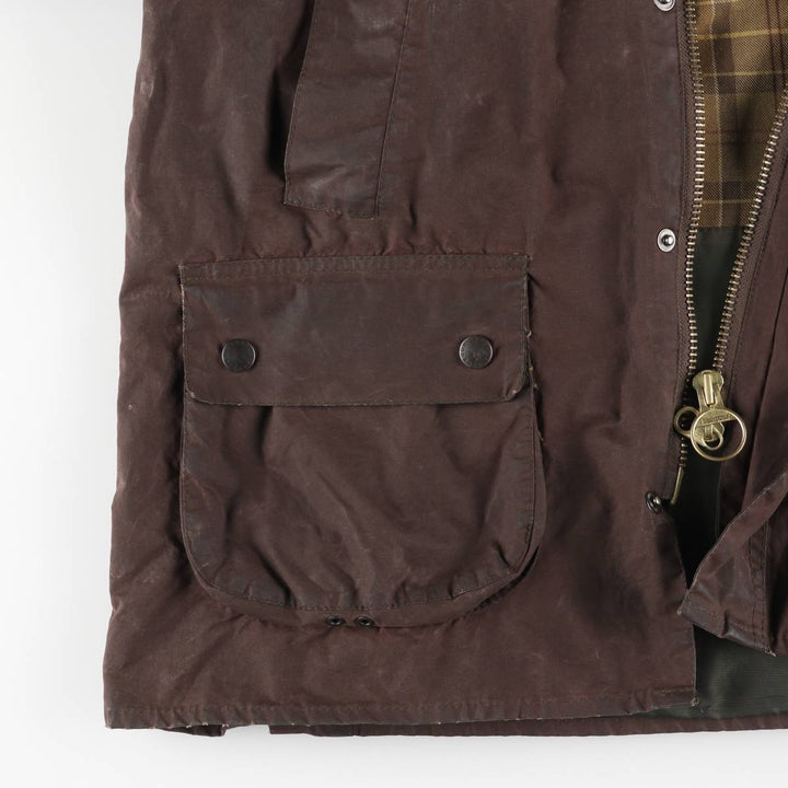 2000'S Barbour Bedale 3-Warrant Hooded Waxed Cotton Oiled Jacket, Made in England, Men's Size L (approx.) Waxed cotton brown type Vintage Second Hand