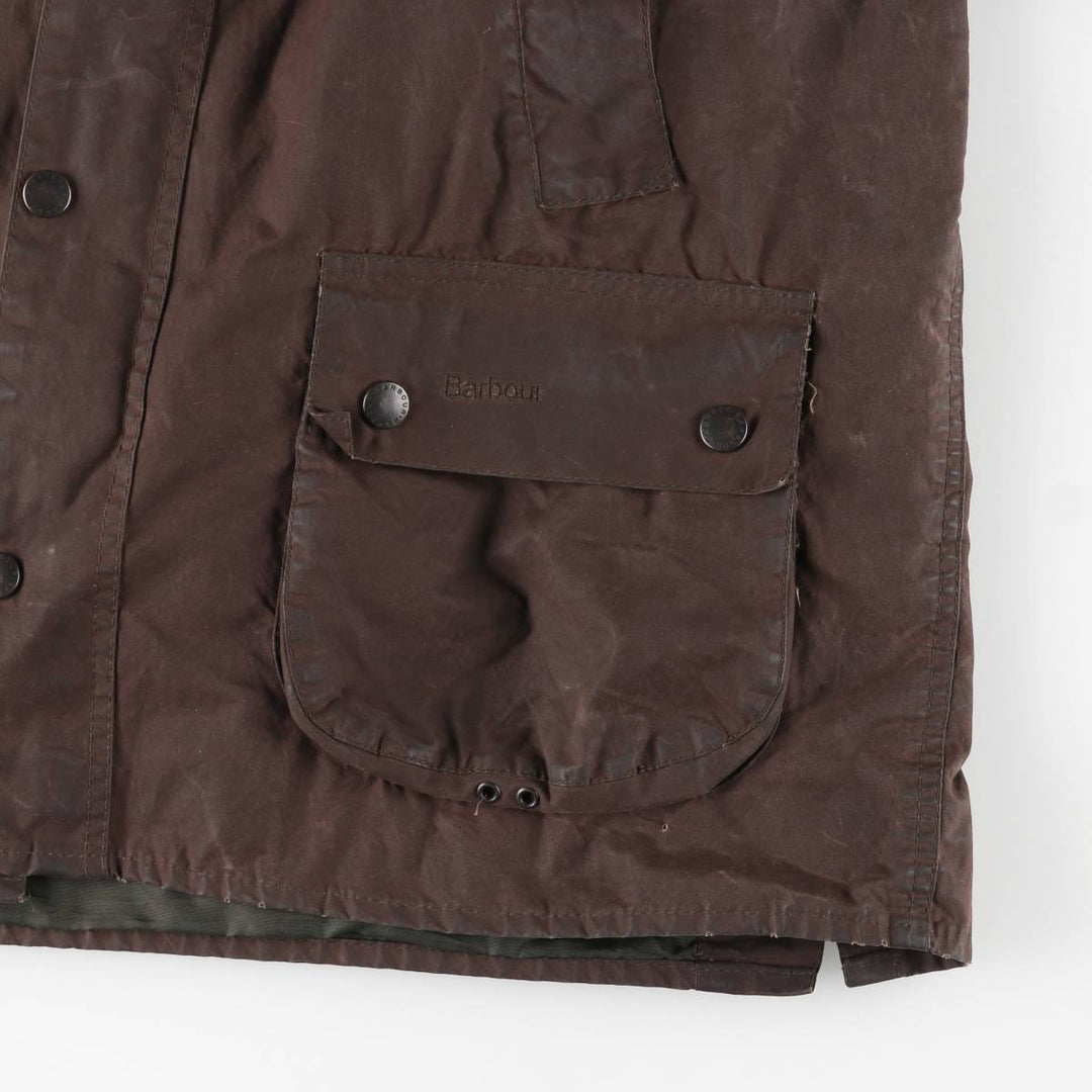 2000'S Barbour Bedale 3-Warrant Hooded Waxed Cotton Oiled Jacket, Made in England, Men's Size L (approx.) Waxed cotton brown type Vintage Second Hand