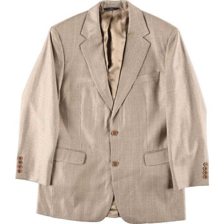 Brooks Brothers 346 Check Pattern Wool x Silk Tailored Jacket, Men's Size M (approx.) silk Beige type Vintage Second Hand