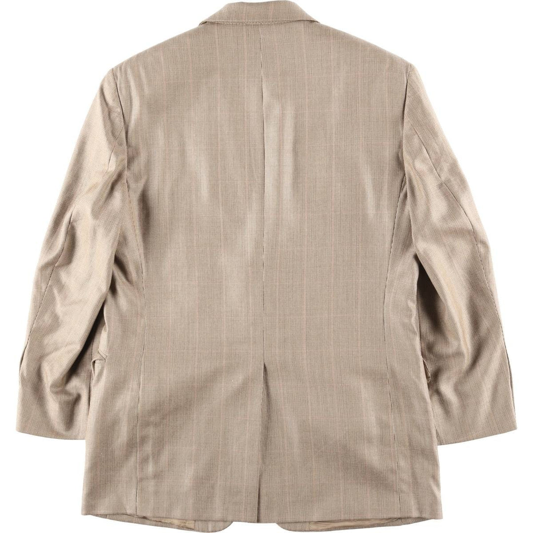 Brooks Brothers 346 Check Pattern Wool x Silk Tailored Jacket, Men's Size M (approx.) silk Beige type Vintage Second Hand