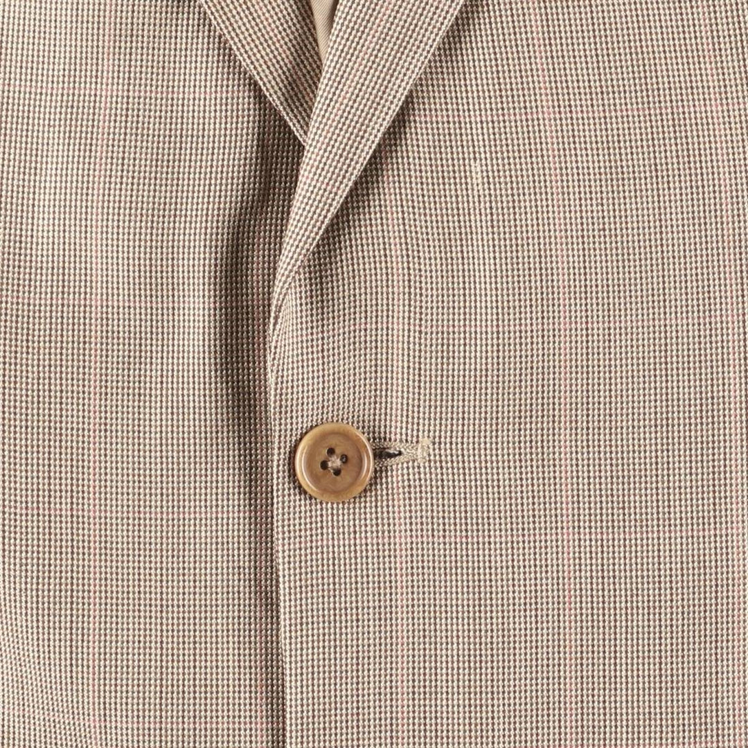 Brooks Brothers 346 Check Pattern Wool x Silk Tailored Jacket, Men's Size M (approx.) silk Beige type Vintage Second Hand
