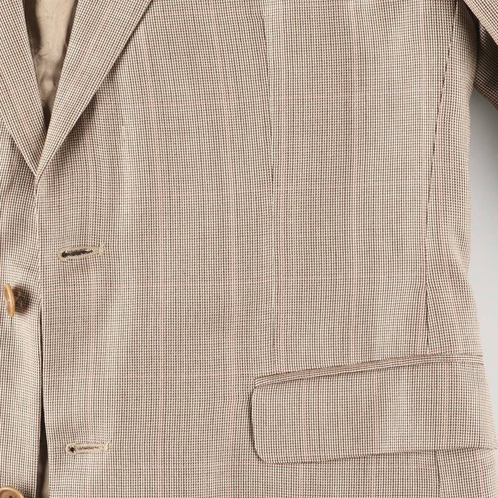 Brooks Brothers 346 Check Pattern Wool x Silk Tailored Jacket, Men's Size M (approx.) silk Beige type Vintage Second Hand