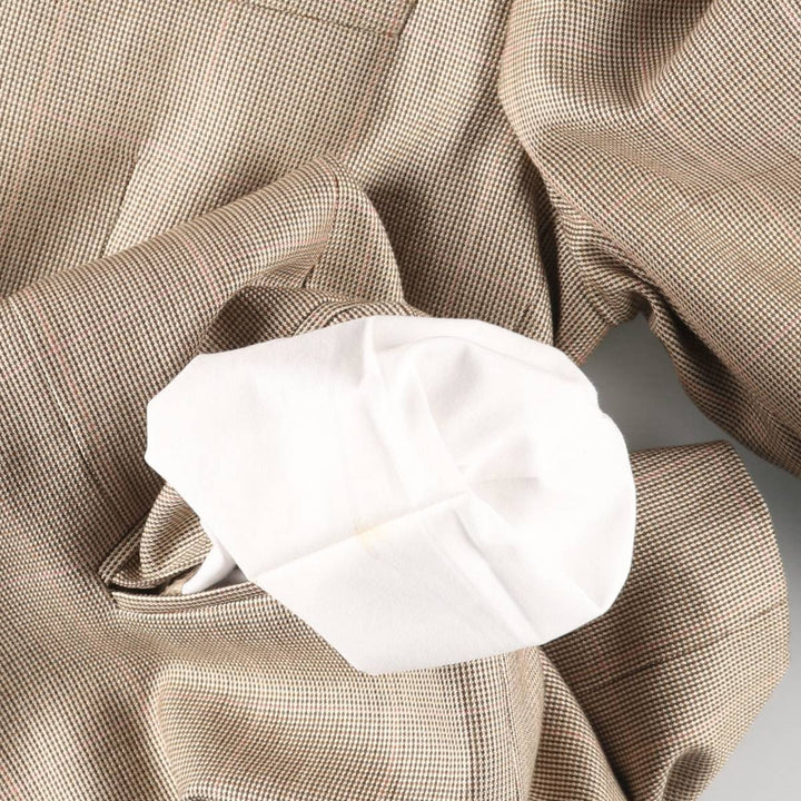 Brooks Brothers 346 Check Pattern Wool x Silk Tailored Jacket, Men's Size M (approx.) silk Beige type Vintage Second Hand