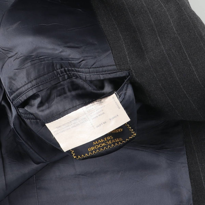 80s-90'S Brooks Brothers MAKERS Stripe Pattern Wool Tailored Jacket, Made in USA, Men's Size M (approx.) wool Charcoal Vintage Second Hand