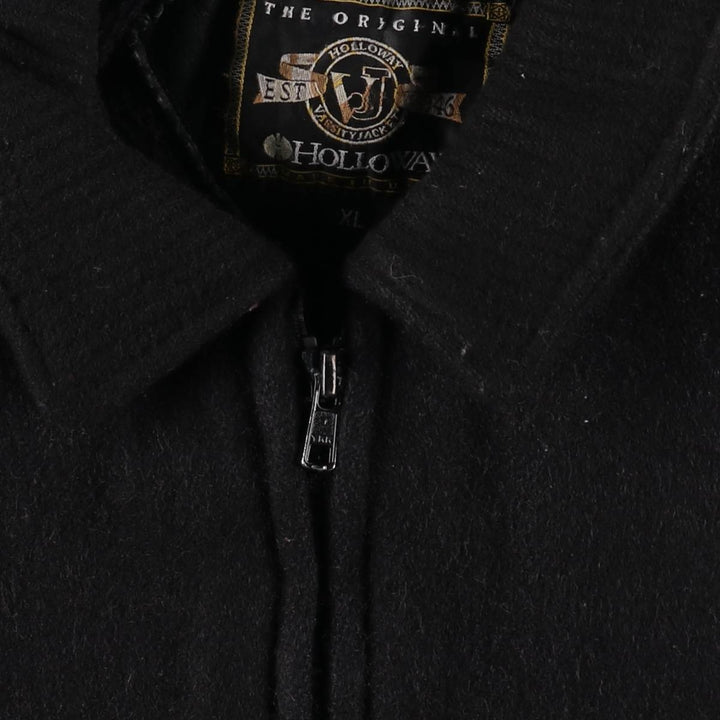 ~90'S Holloway Wool Sport Jacket, Made in USA, Men's XL equivalent, Vintage unclear black type Vintage Second Hand