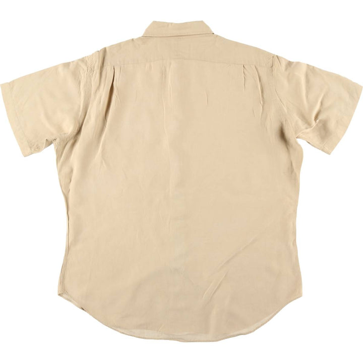 Ralph Lauren POLO by Ralph Lauren Regular Collar Short Sleeve Linen Silk Shirt (Men's XL equivalent) linen Beige type Vintage Second Hand