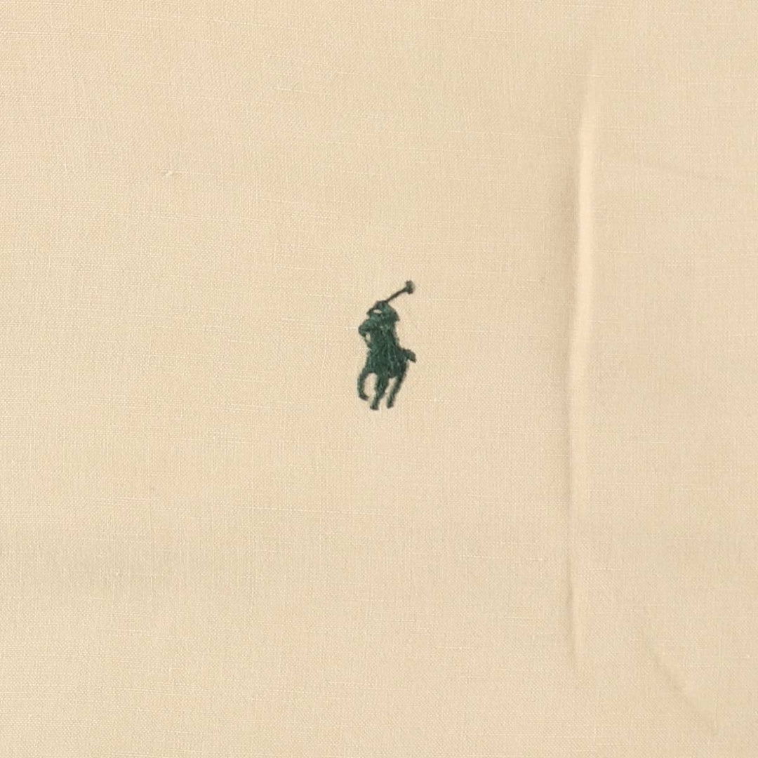 Ralph Lauren POLO by Ralph Lauren Regular Collar Short Sleeve Linen Silk Shirt (Men's XL equivalent) linen Beige type Vintage Second Hand