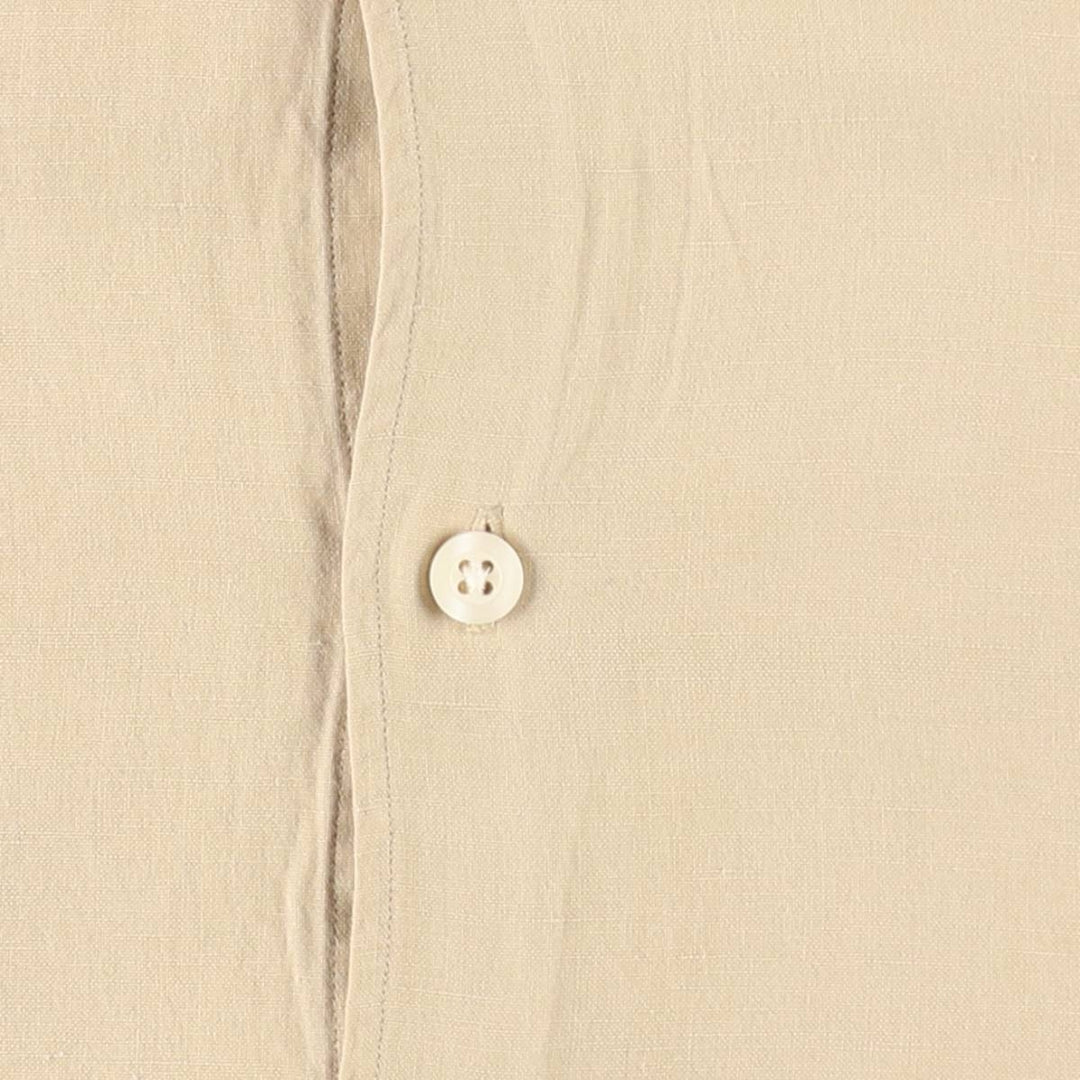 Ralph Lauren POLO by Ralph Lauren Regular Collar Short Sleeve Linen Silk Shirt (Men's XL equivalent) linen Beige type Vintage Second Hand