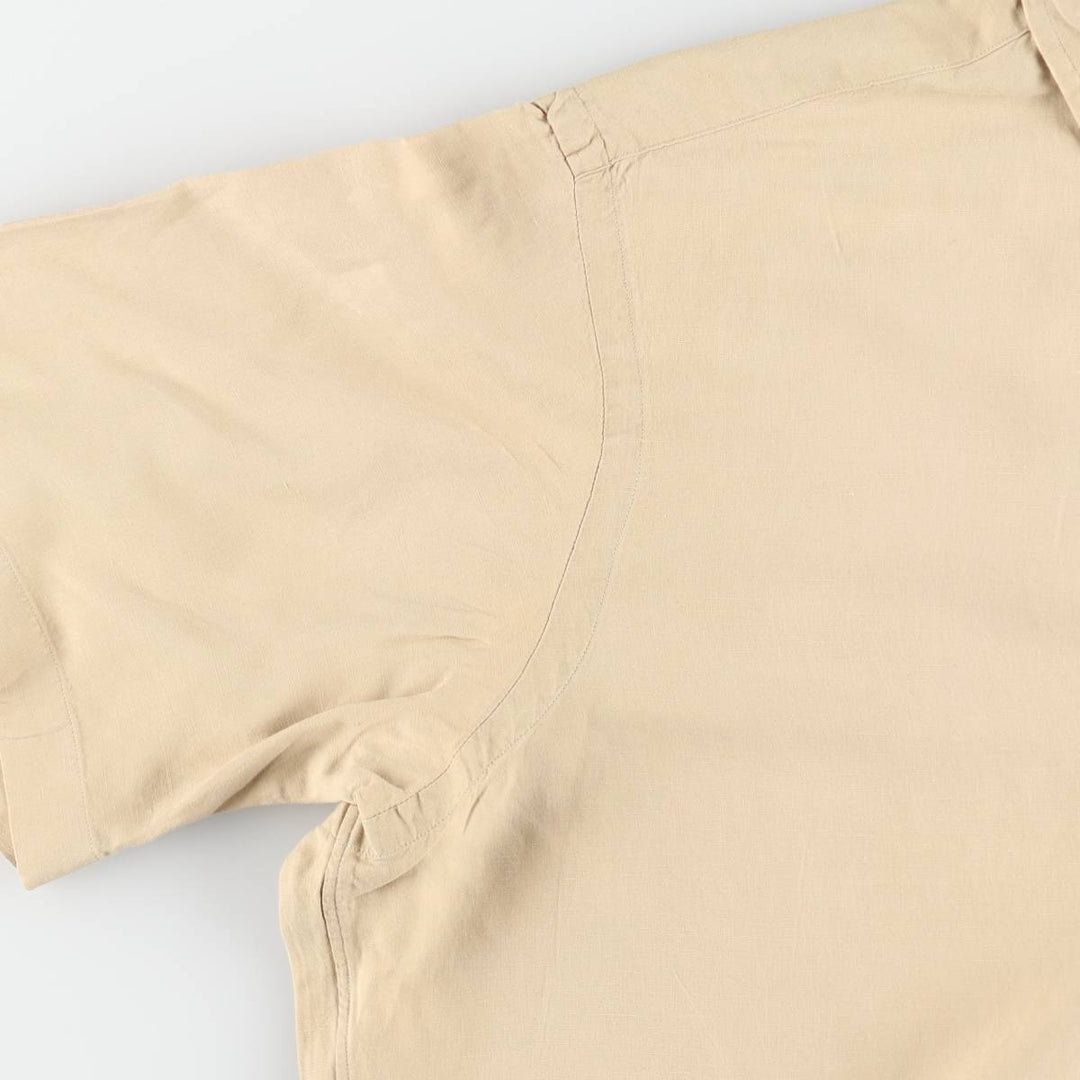 Ralph Lauren POLO by Ralph Lauren Regular Collar Short Sleeve Linen Silk Shirt (Men's XL equivalent) linen Beige type Vintage Second Hand