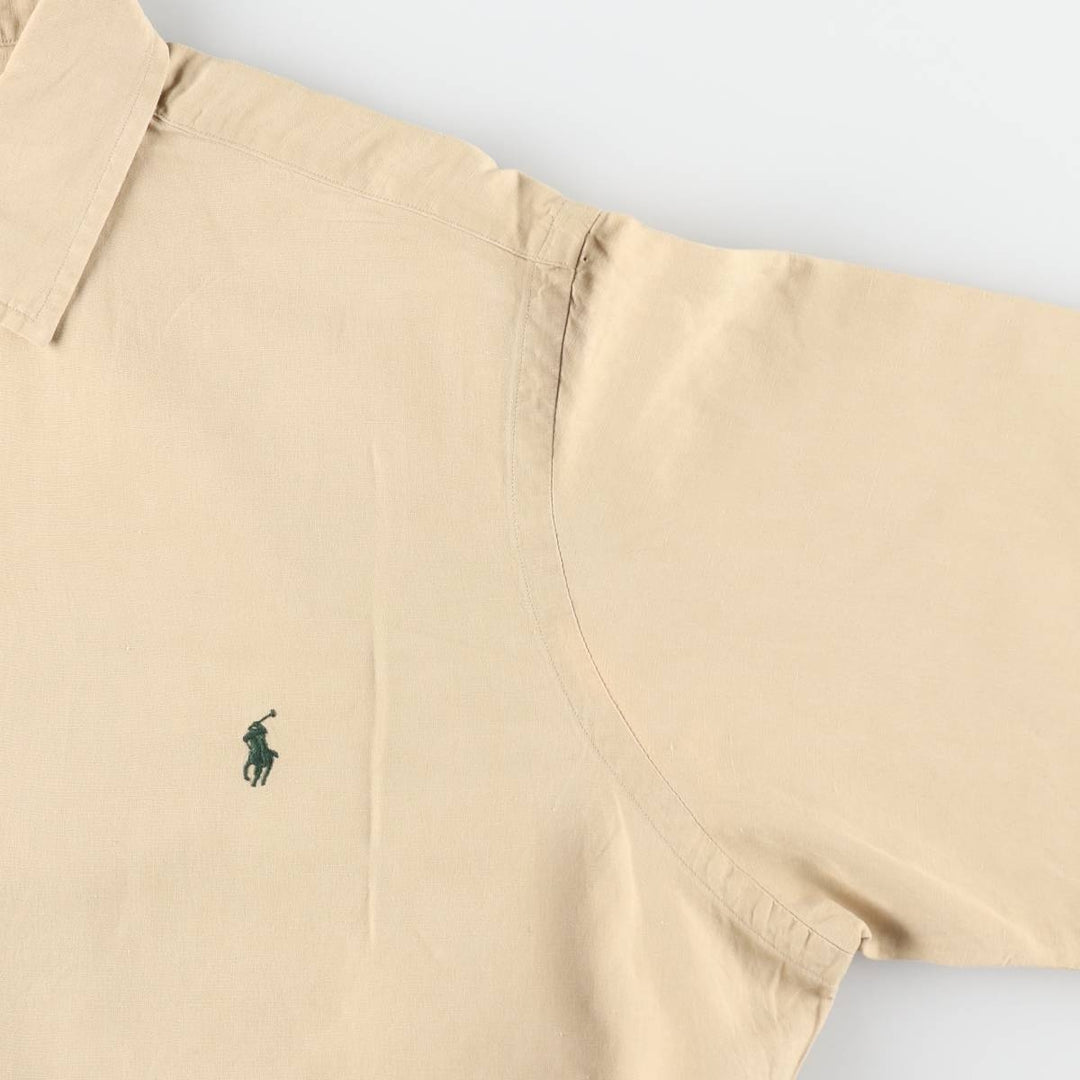 Ralph Lauren POLO by Ralph Lauren Regular Collar Short Sleeve Linen Silk Shirt (Men's XL equivalent) linen Beige type Vintage Second Hand