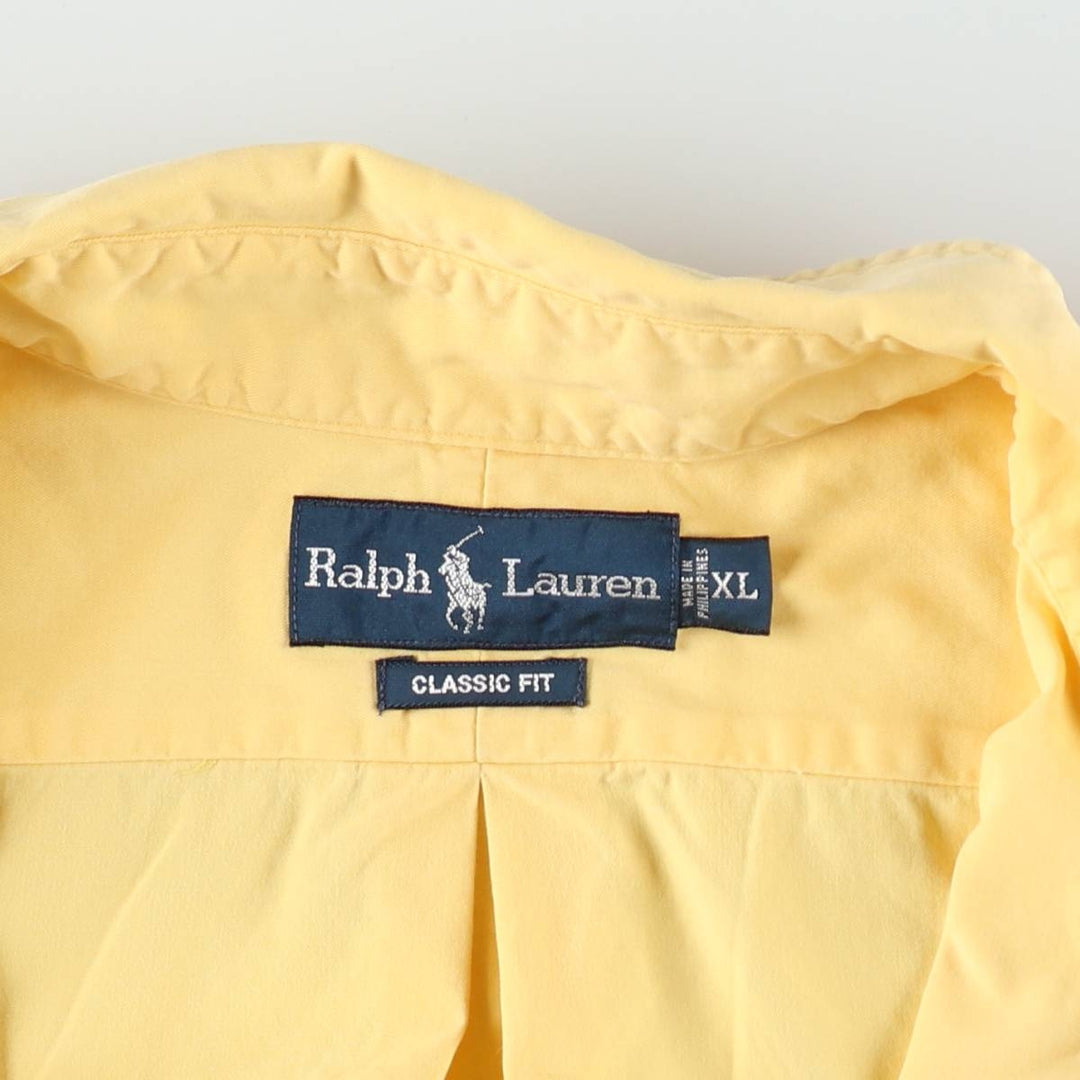 Ralph Lauren Classic Fit Long Sleeve Button-Down Shirt, Men's XL cotton yellow type Vintage Second Hand