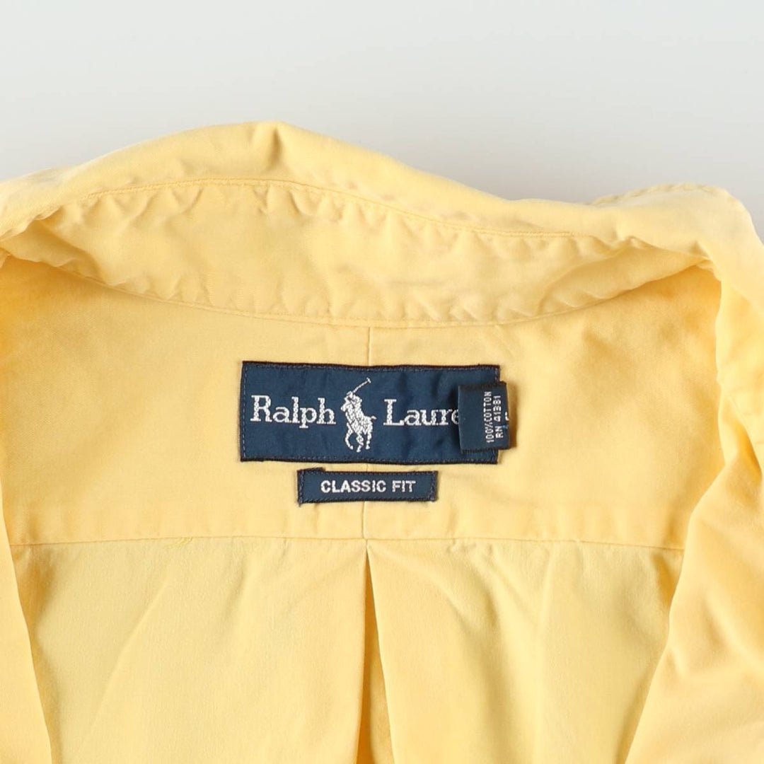 Ralph Lauren Classic Fit Long Sleeve Button-Down Shirt, Men's XL cotton yellow type Vintage Second Hand