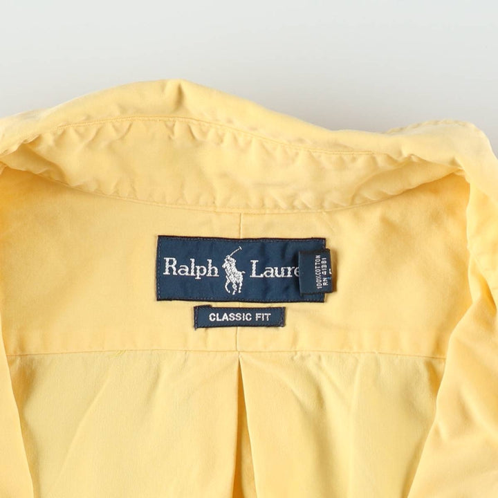 Ralph Lauren Classic Fit Long Sleeve Button-Down Shirt, Men's XL cotton yellow type Vintage Second Hand