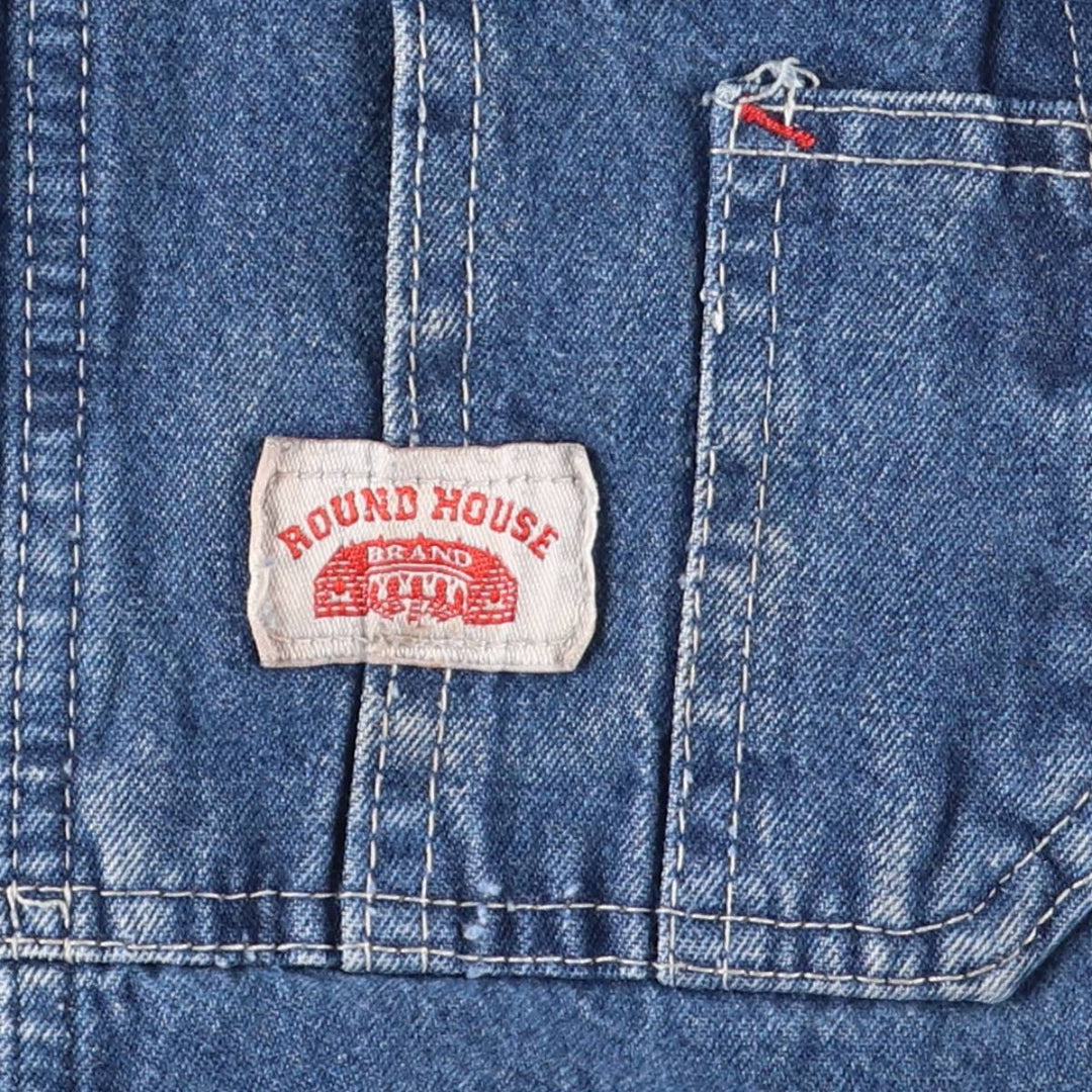 Round House Men's Denim Overalls, Made in the USA, Size W34 cotton blue type Vintage Second Hand