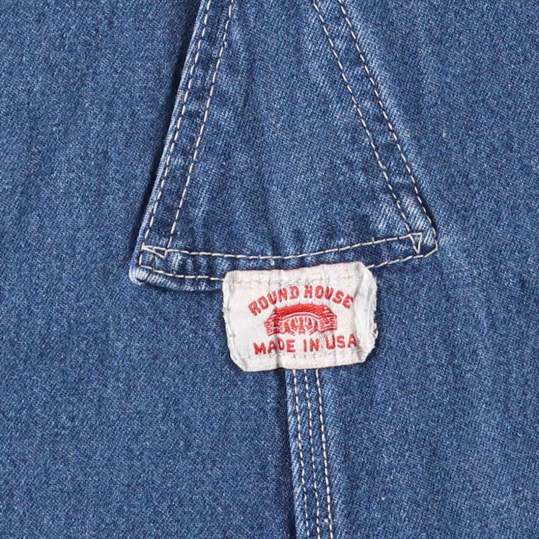 Round House Men's Denim Overalls, Made in the USA, Size W34 cotton blue type Vintage Second Hand