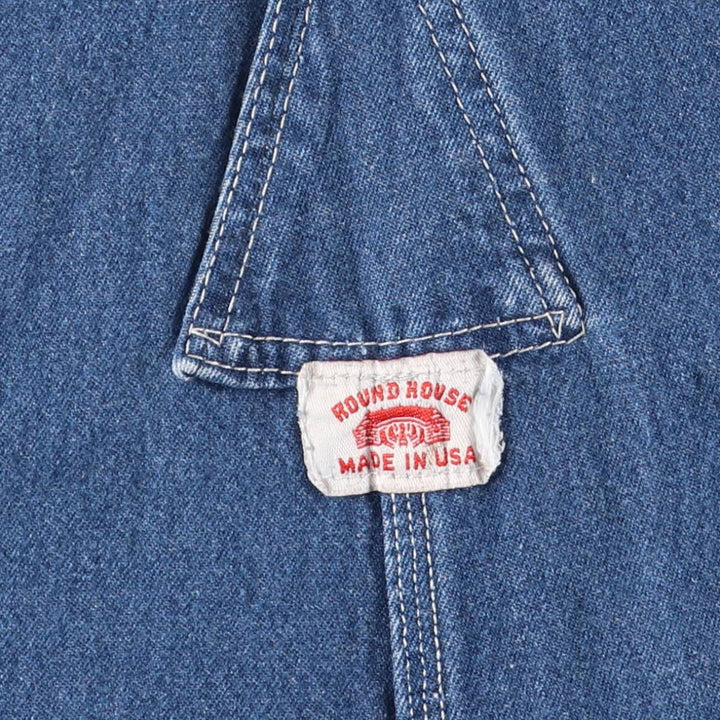 Round House Men's Denim Overalls, Made in the USA, Size W34 cotton blue type Vintage Second Hand