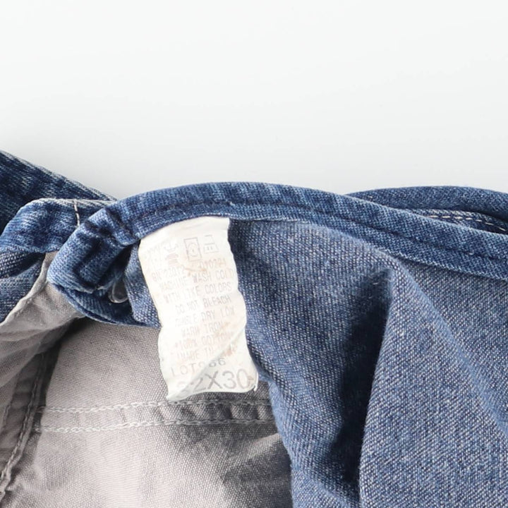 Round House Men's Denim Overalls, Made in the USA, Size W34 cotton blue type Vintage Second Hand