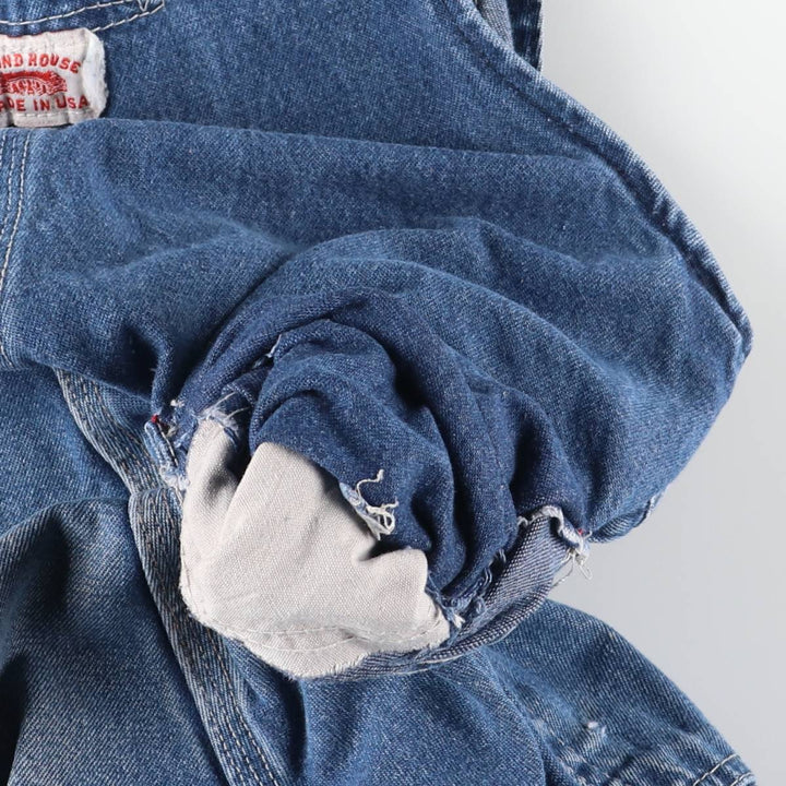 Round House Men's Denim Overalls, Made in the USA, Size W34 cotton blue type Vintage Second Hand