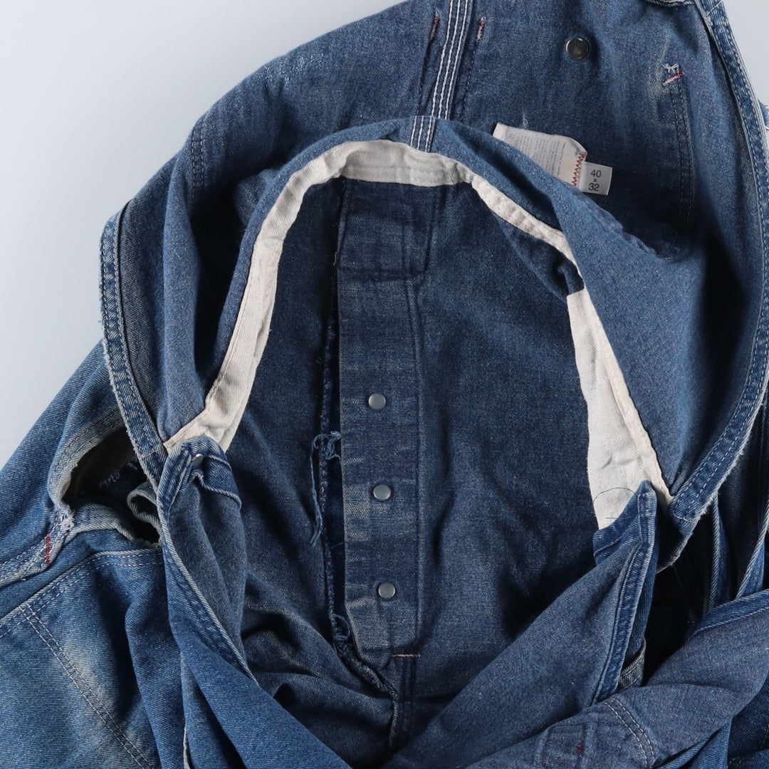 Oversized 90'S Dickies denim overalls, made in the USA, men's size W49, vintage cotton blue type Vintage Second Hand