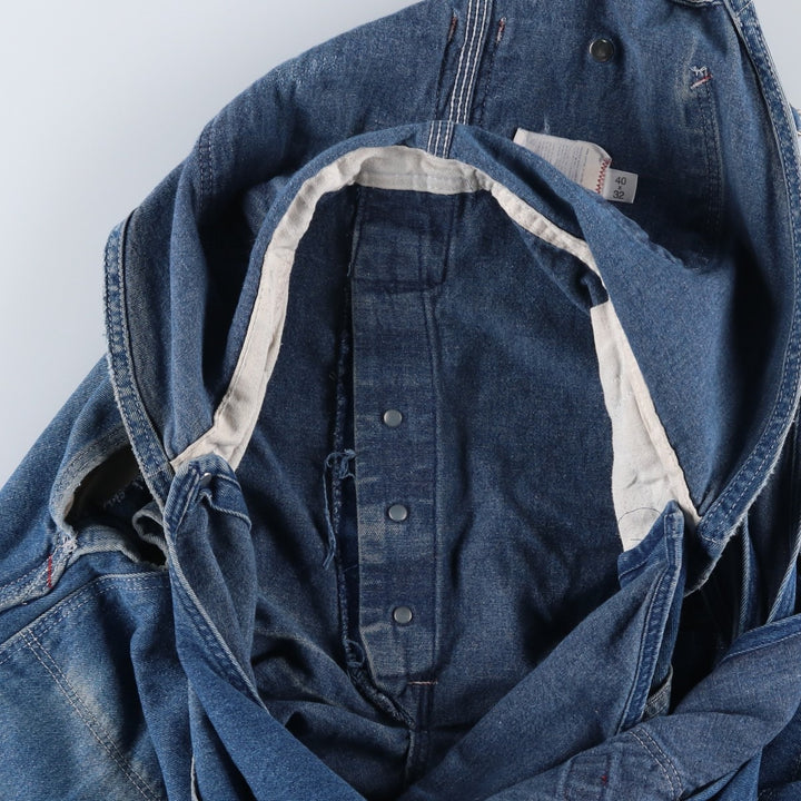 Oversized 90'S Dickies denim overalls, made in the USA, men's size W49, vintage cotton blue type Vintage Second Hand