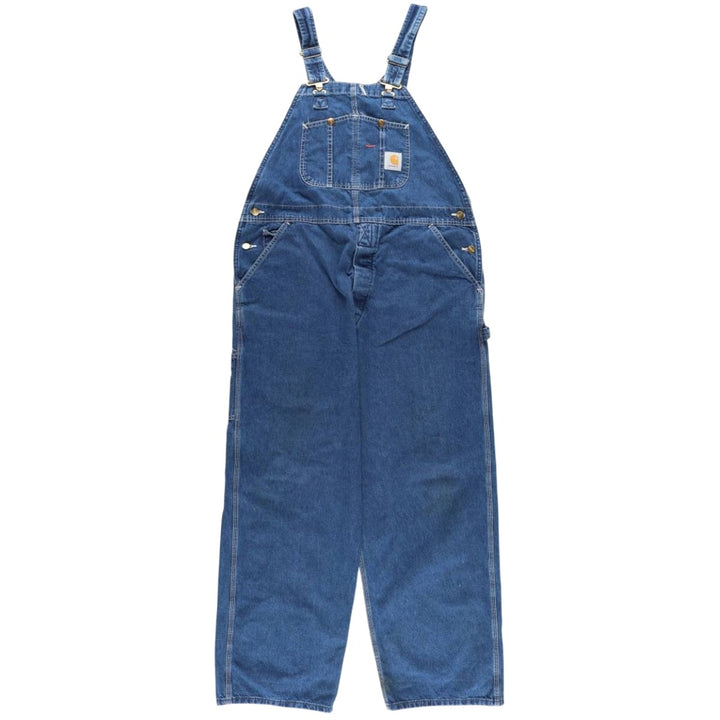 2000'S Carhartt oversized denim overalls, made in the USA, men's size W40 cotton blue type Vintage Second Hand