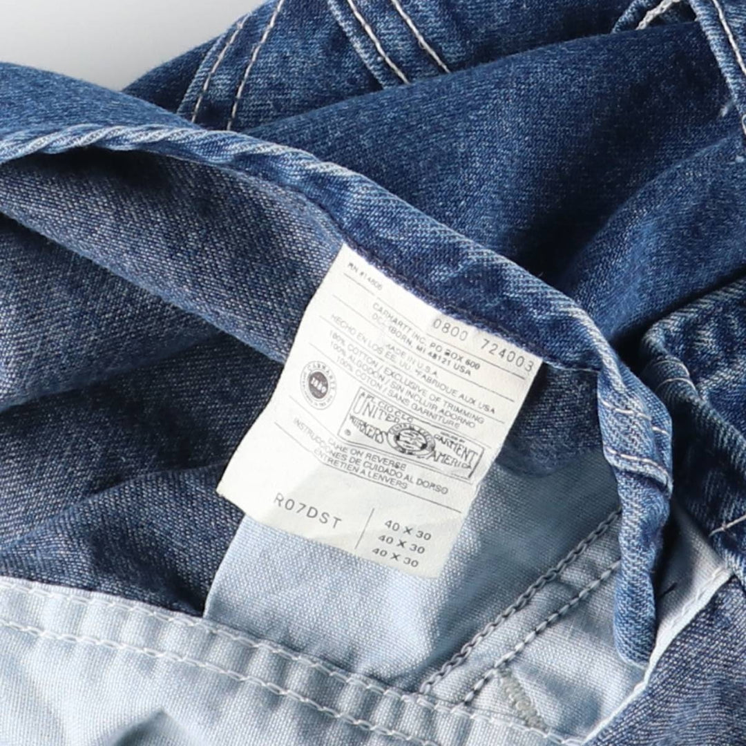 2000'S Carhartt oversized denim overalls, made in the USA, men's size W40 cotton blue type Vintage Second Hand