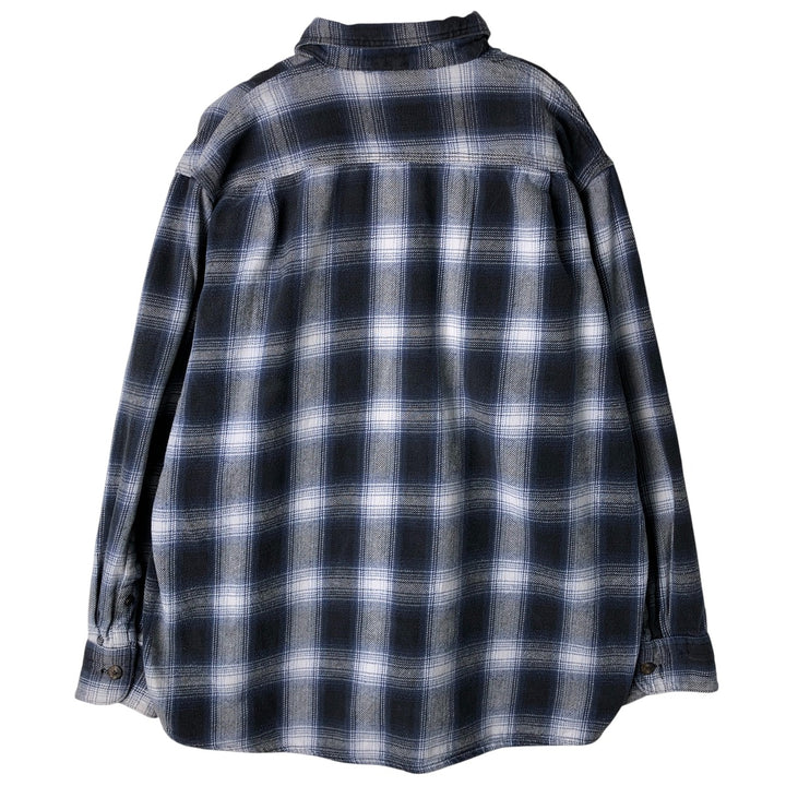 Ombre check long sleeve flannel check shirt, men's size XL cotton black type Vintage Second Hand