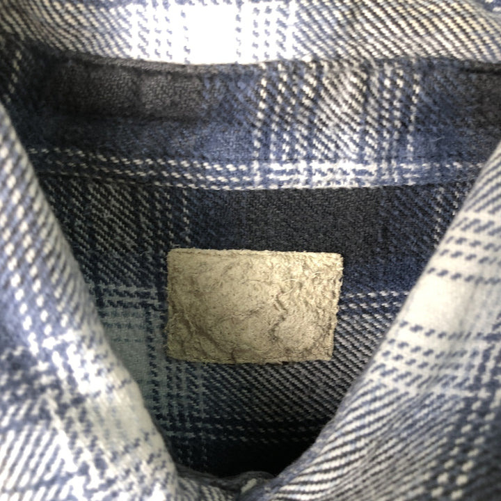 Ombre check long sleeve flannel check shirt, men's size XL cotton black type Vintage Second Hand