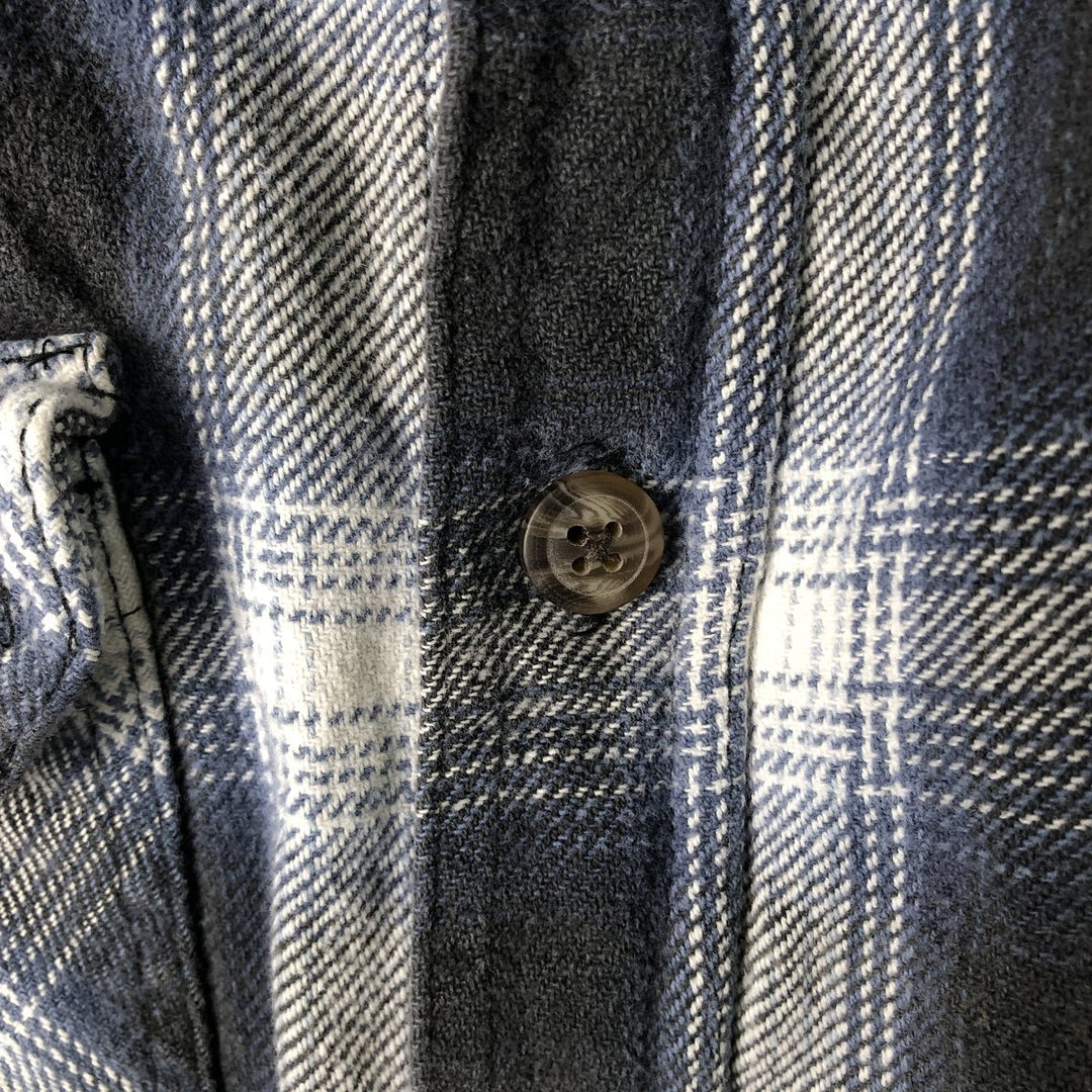 Ombre check long sleeve flannel check shirt, men's size XL cotton black type Vintage Second Hand