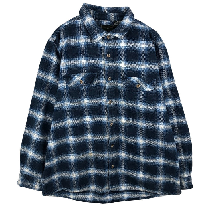 Field and Stream FIELD AND STREAM Ombre Check Long Sleeve Heavy Flannel Check Shirt Men's XL cotton blue type Vintage Second Hand