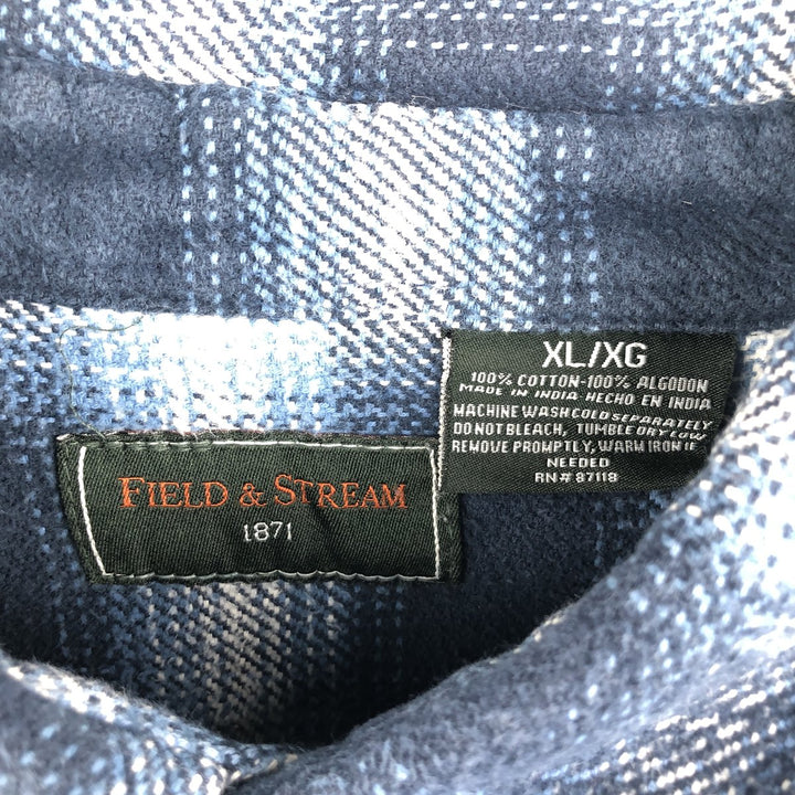 Field and Stream FIELD AND STREAM Ombre Check Long Sleeve Heavy Flannel Check Shirt Men's XL cotton blue type Vintage Second Hand