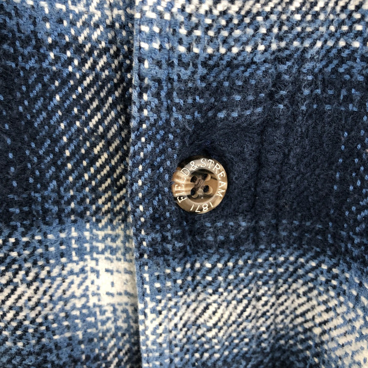 Field and Stream FIELD AND STREAM Ombre Check Long Sleeve Heavy Flannel Check Shirt Men's XL cotton blue type Vintage Second Hand