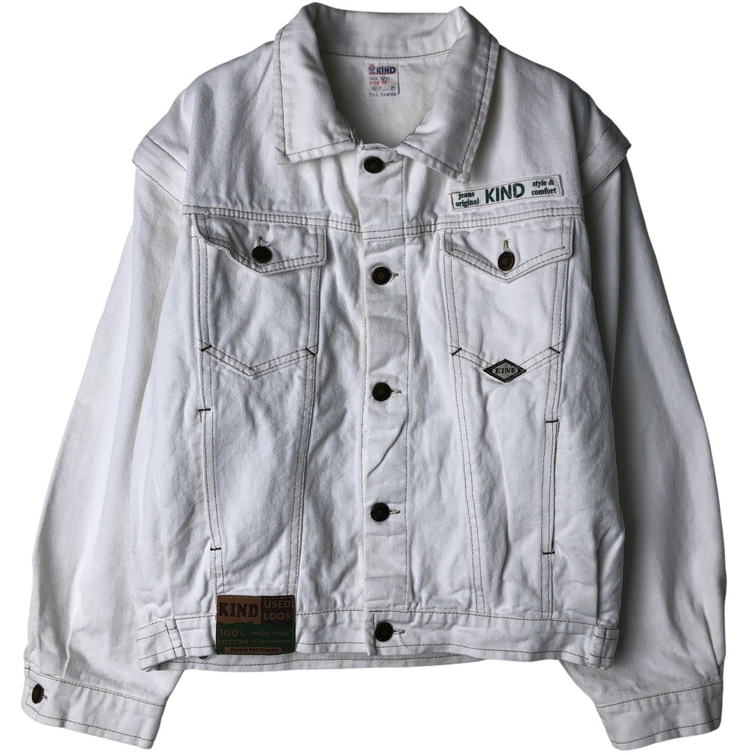 KIND 2-Way White Denim Jacket, Women's Size M cotton white type Vintage Second Hand