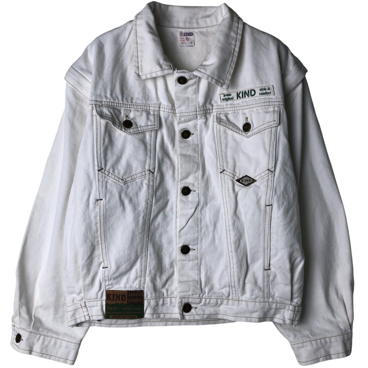 KIND 2-Way White Denim Jacket, Women's Size M cotton white type Vintage Second Hand
