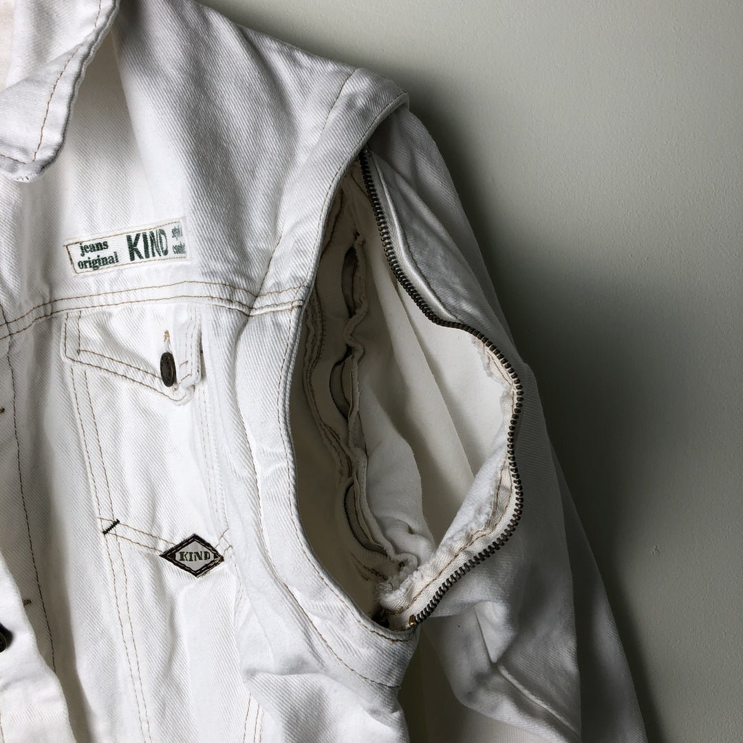 KIND 2-Way White Denim Jacket, Women's Size M cotton white type Vintage Second Hand