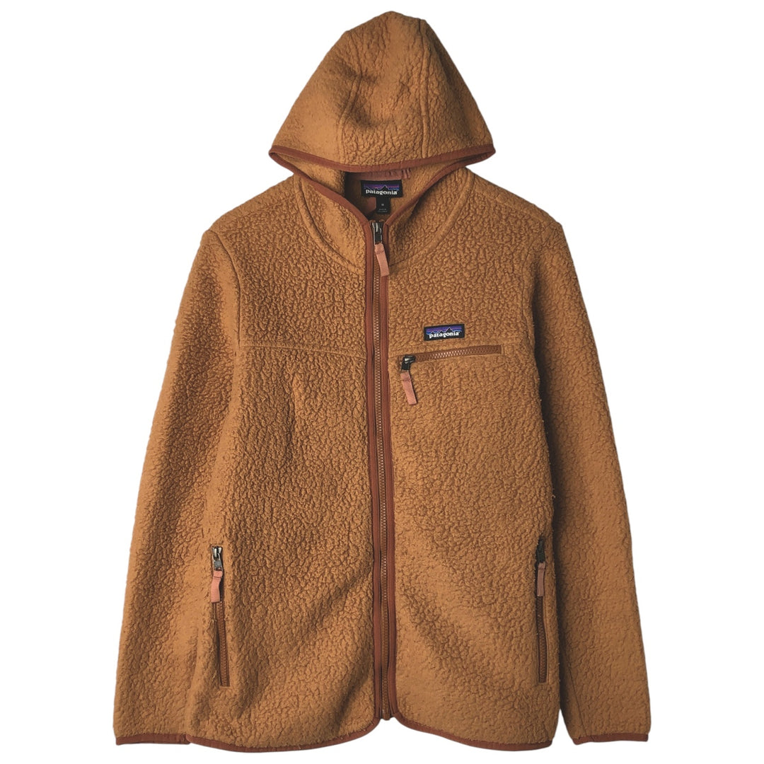 Patagonia Retro Pile Hoody 22806FA19 Fleece Full-Zip Hoodie, Women's Size Medium recycled polyester beige type brown Vintage Second Hand