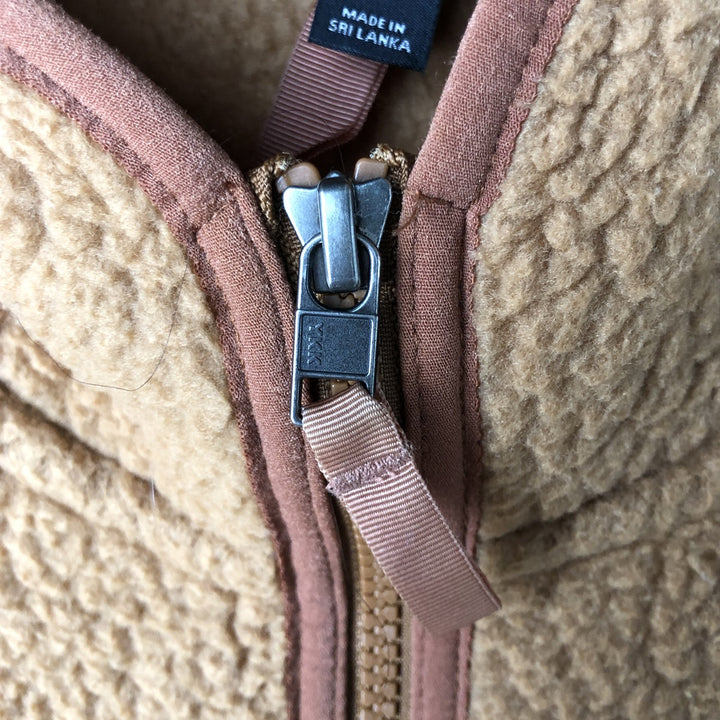 Patagonia Retro Pile Hoody 22806FA19 Fleece Full-Zip Hoodie, Women's Size Medium recycled polyester beige type brown Vintage Second Hand