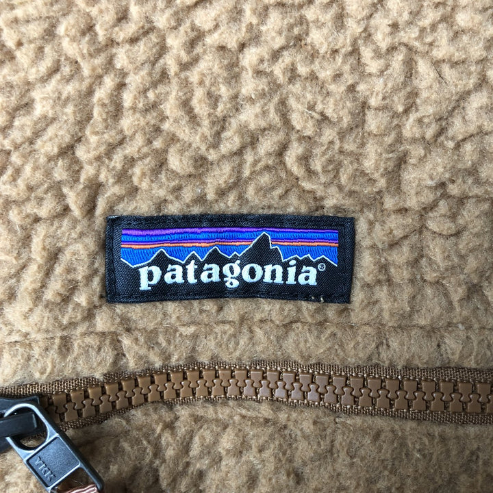 Patagonia Retro Pile Hoody 22806FA19 Fleece Full-Zip Hoodie, Women's Size Medium recycled polyester beige type brown Vintage Second Hand