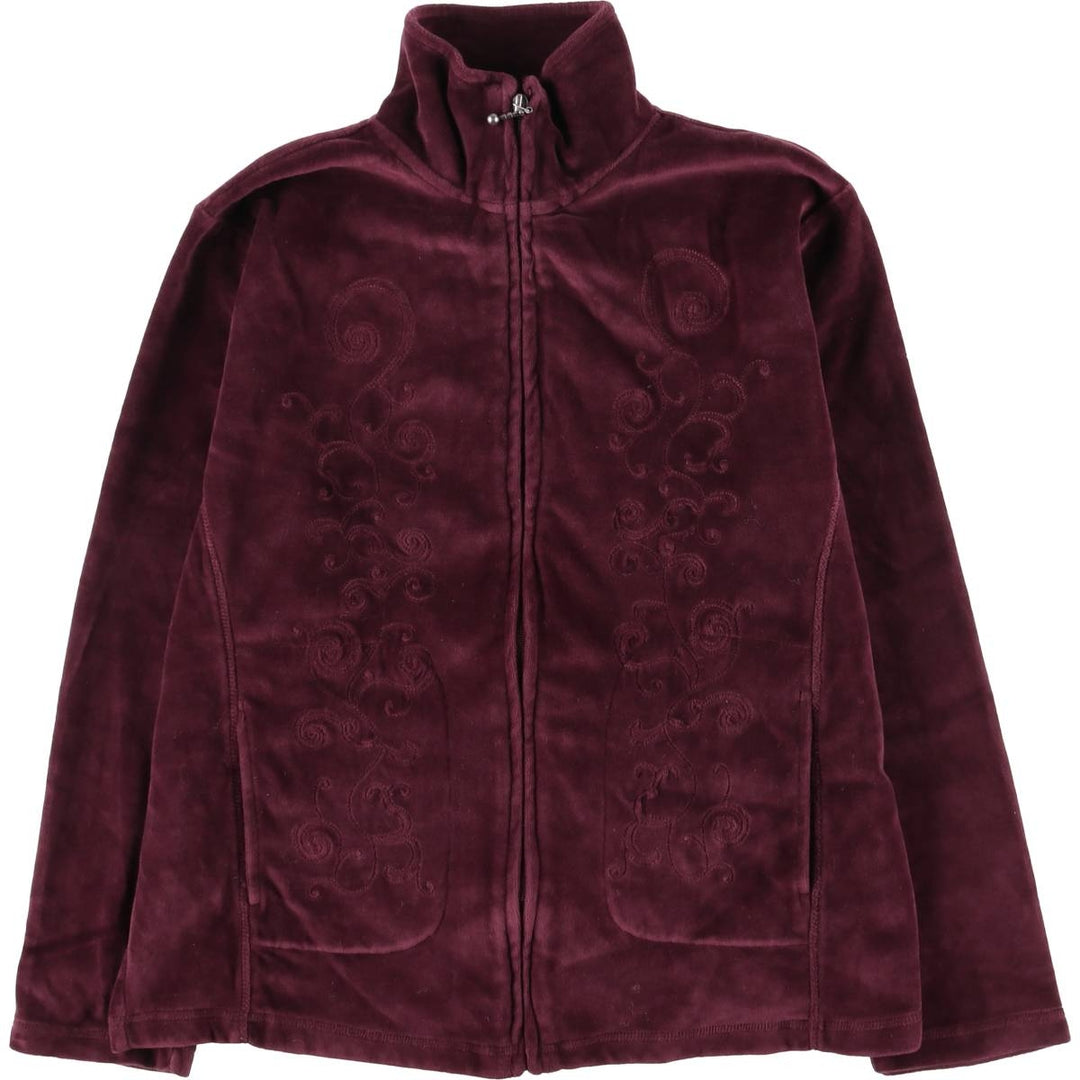 Carroll Reed Velour Jersey Track Jacket, Women's Size L cotton wine-red Vintage Second Hand